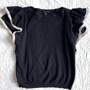 Ann Taylor summer sweater - black with flutter sleeves